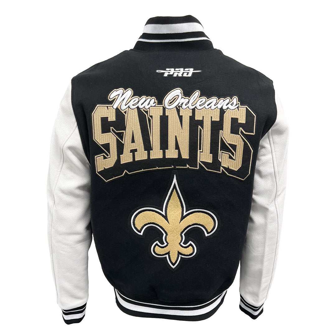 Pro Standard NFL Team Badge Wool Varsity Jacket New Orleans Saints Black/White