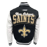 Pro Standard NFL Team Badge Wool Varsity Jacket New Orleans Saints Black/White