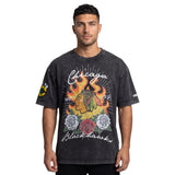 Pro Standard NHL Fire & Roses Drop Shoulder Tee Chicago Blackhawks Washed Black