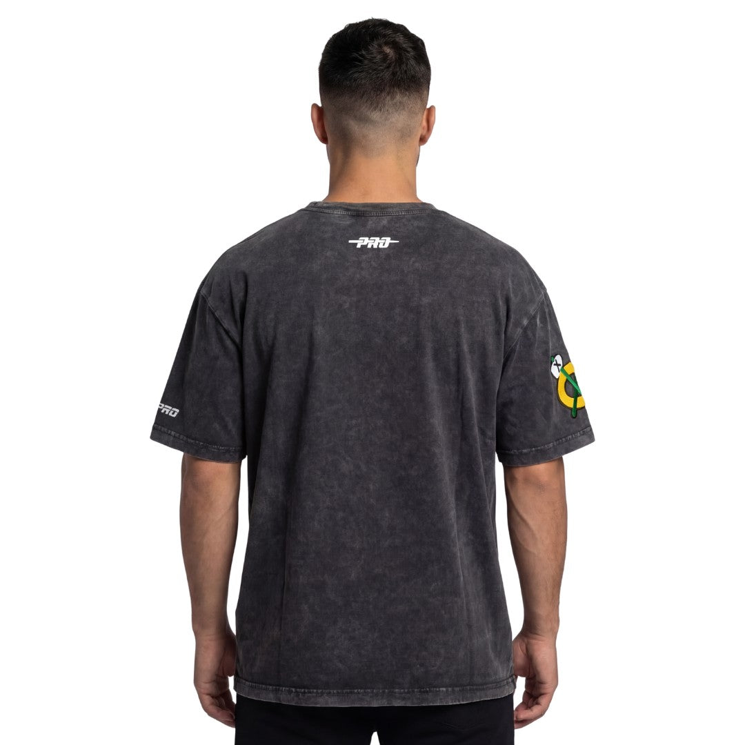 Pro Standard NHL Fire & Roses Drop Shoulder Tee Chicago Blackhawks Washed Black