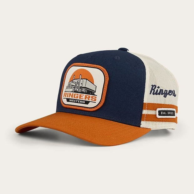 Ringers Western Big Rig Trucker Cap Navy/Burnt Orange