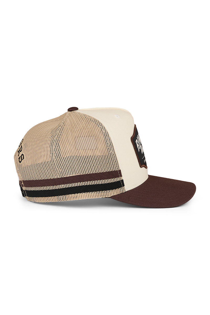 Ringers Western Country Club Deep Fit Trucker Cap Off White/Chocolate