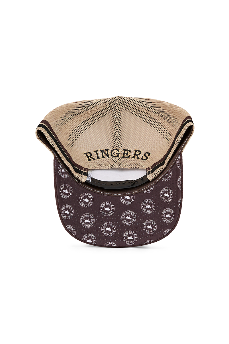 Ringers Western Country Club Deep Fit Trucker Cap Off White/Chocolate