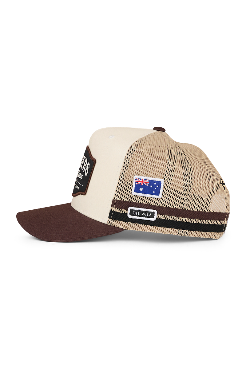 Ringers Western Country Club Deep Fit Trucker Cap Off White/Chocolate
