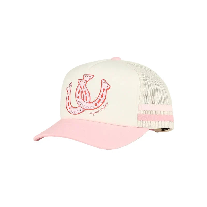 Ringers Western Cross My Heart Girls Foam Trucker Bone/Dusty Pink