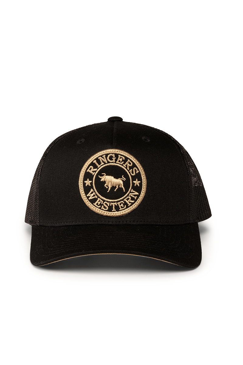 Ringers Western Kids Signature Bull Trucker Cap Black/Gold