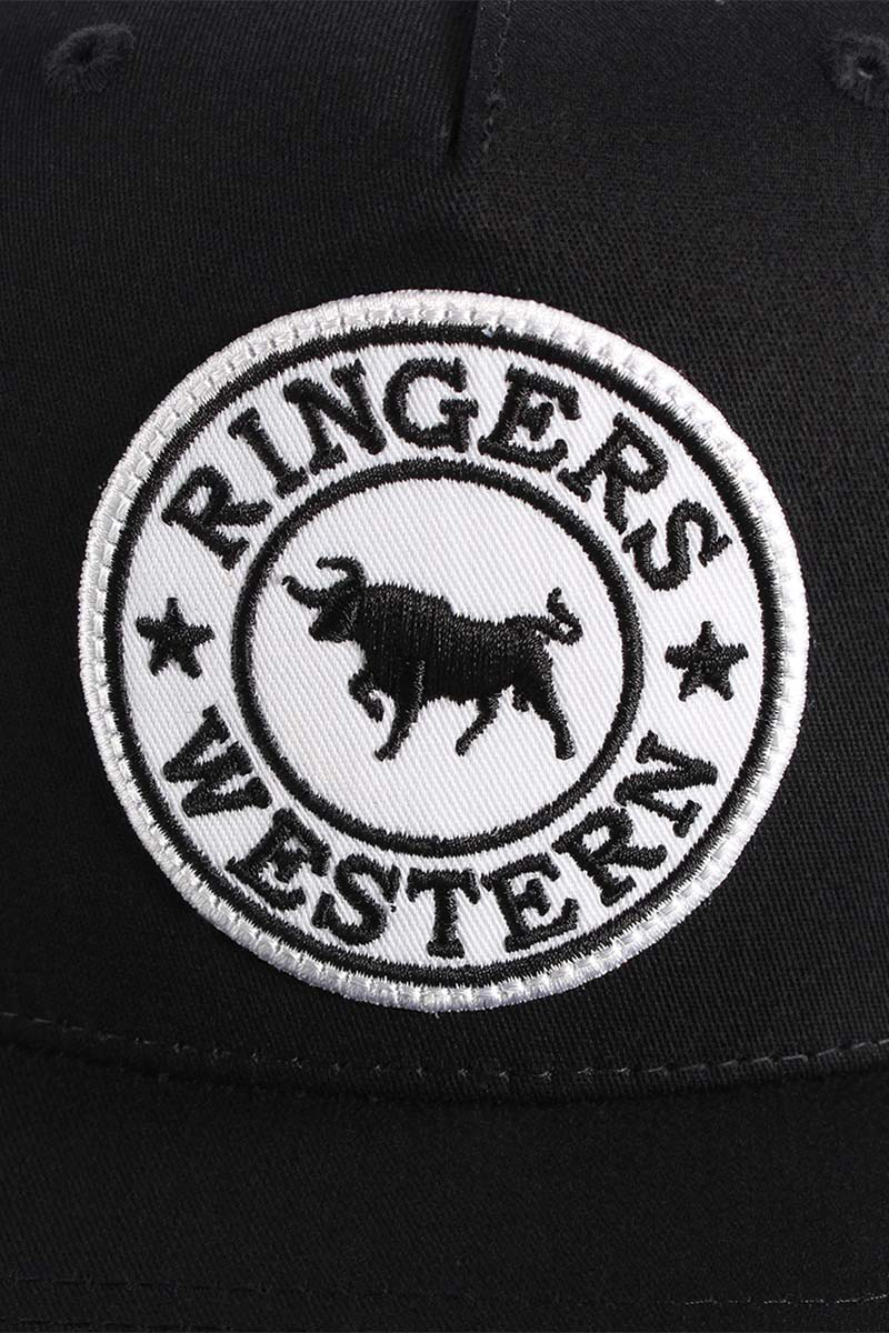 Ringers Western Signature Bull Trucker Cap Black with Black & White Patch