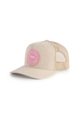 Ringers Western Signature Bull Trucker Cap Bone with Pink & Bone Patch