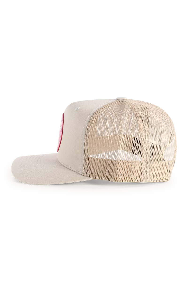 Ringers Western Signature Bull Trucker Cap Bone with Pink & Bone Patch