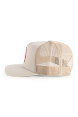 Ringers Western Signature Bull Trucker Cap Bone with Pink & Bone Patch