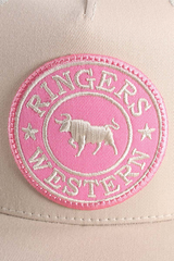 Ringers Western Signature Bull Trucker Cap Bone with Pink & Bone Patch