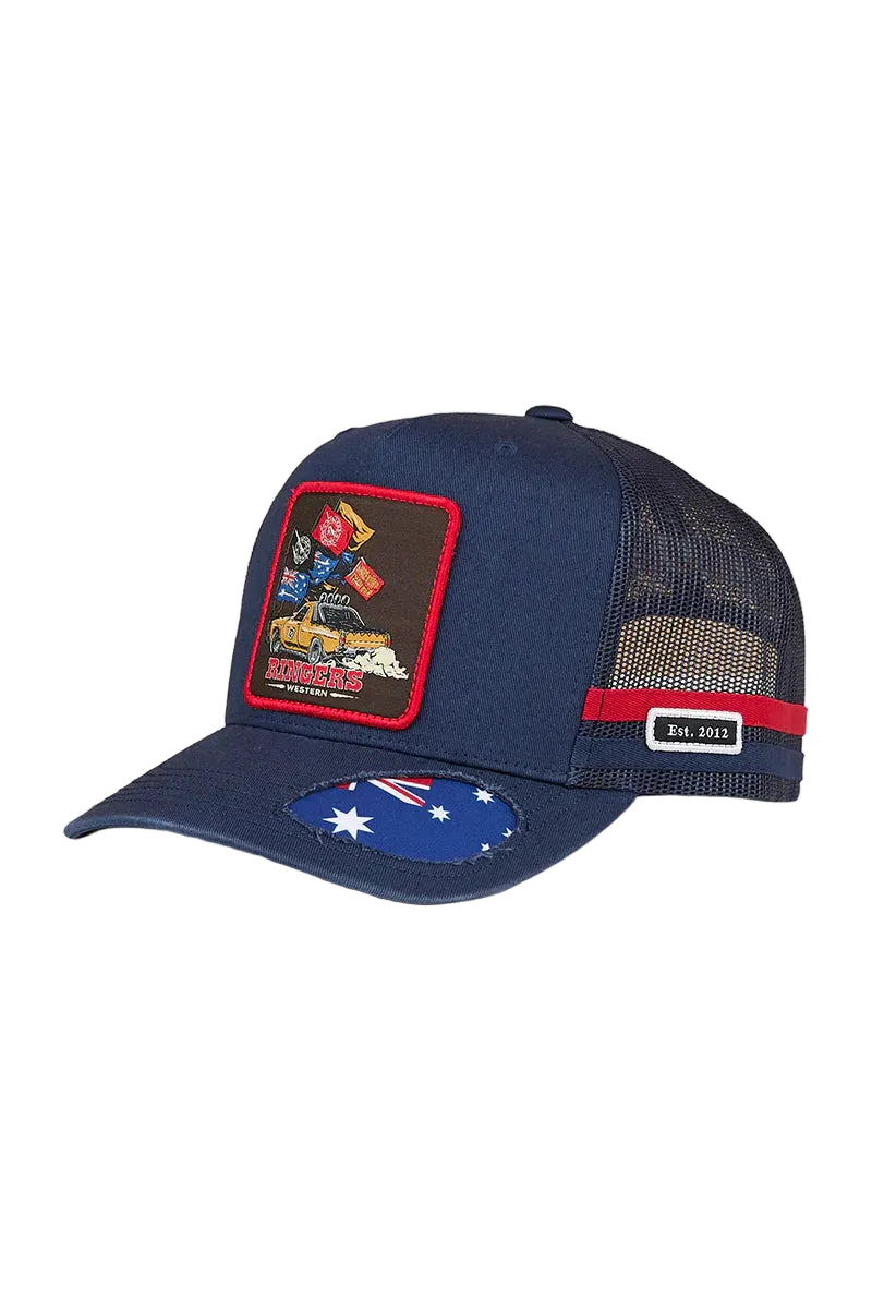 Ringers Western Ute Flag Deep Fit Trucker Navy/Red
