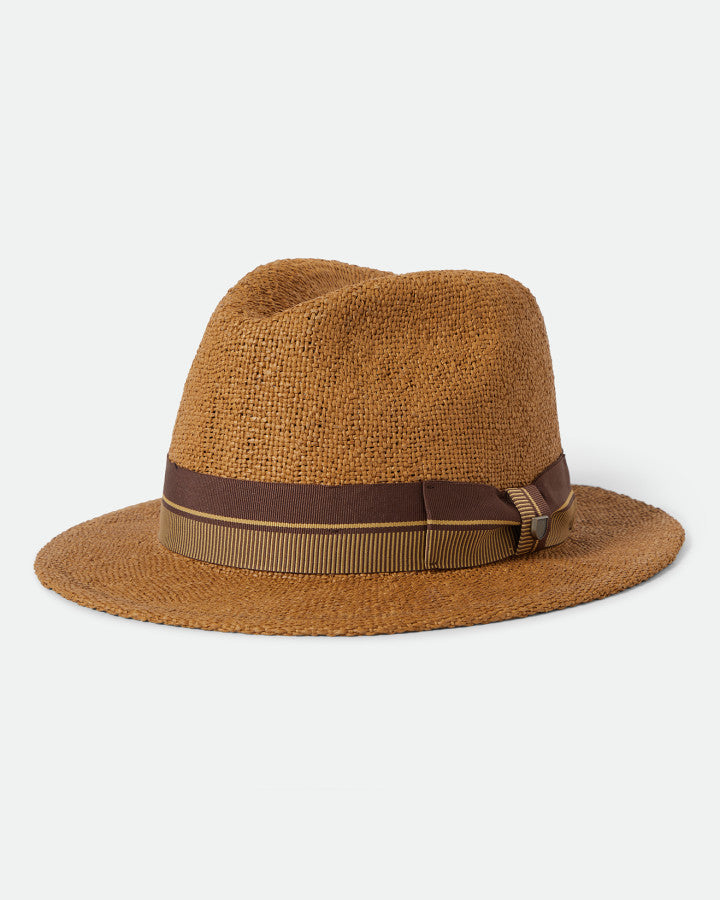 Brixton Roma Straw Fedora Coffee