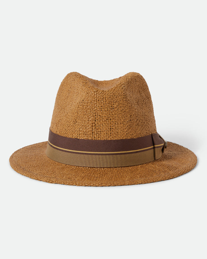 Brixton Roma Straw Fedora Coffee