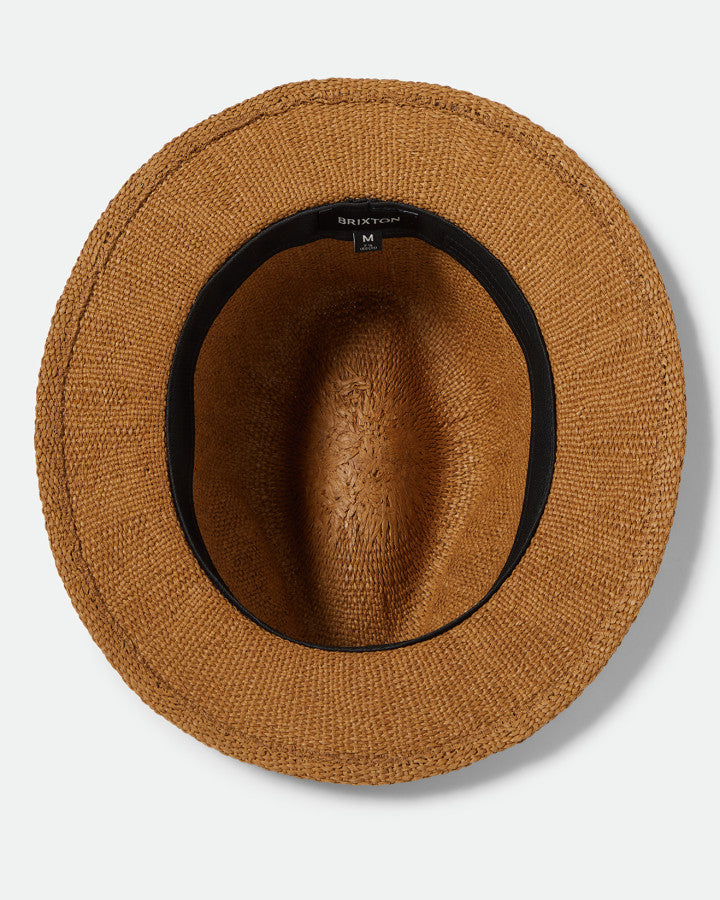 Brixton Roma Straw Fedora Coffee