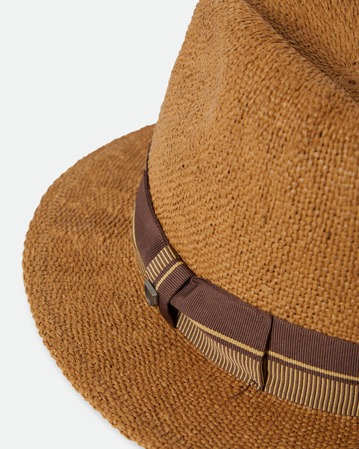 Brixton Roma Straw Fedora Coffee