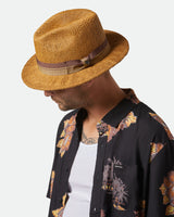 Brixton Roma Straw Fedora Coffee