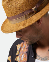 Brixton Roma Straw Fedora Coffee