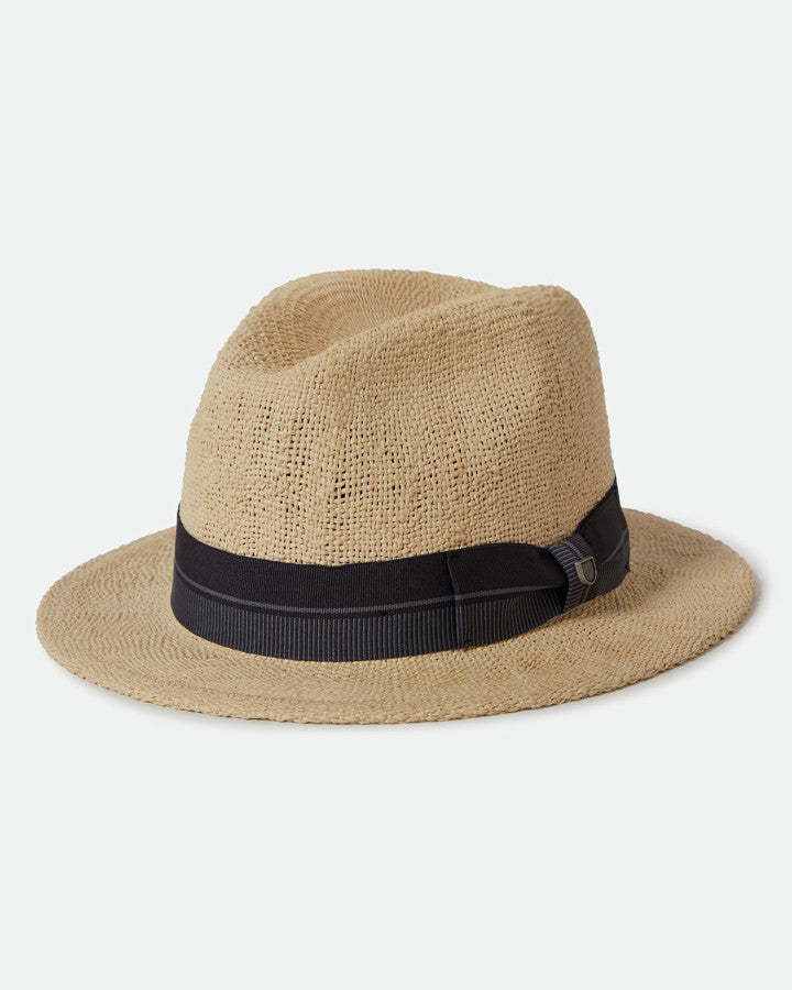 Brixton Roma Straw Fedora Natural/Black