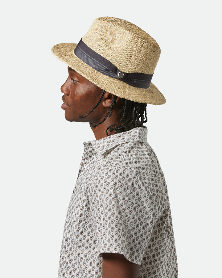 Brixton Roma Straw Fedora Natural/Black