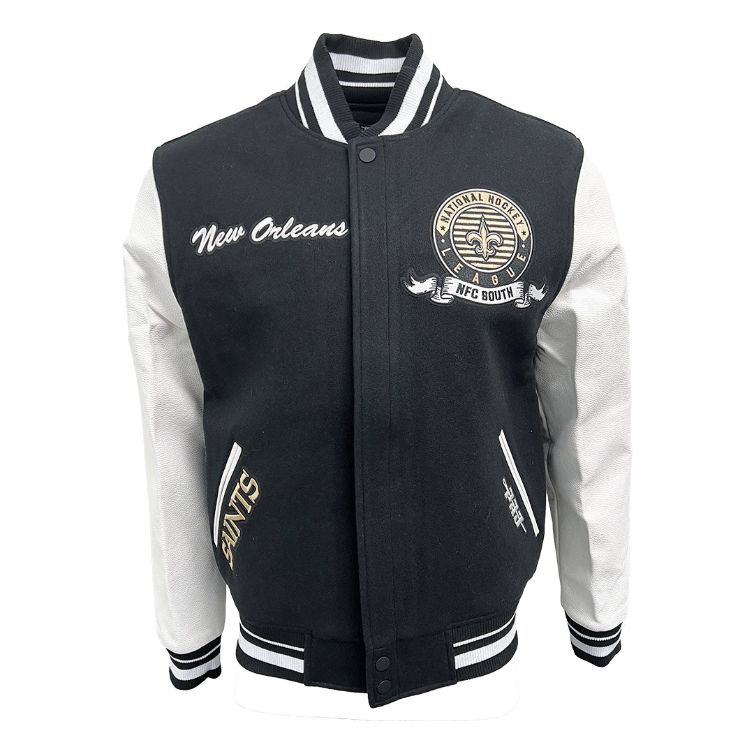 Pro Standard NFL Team Badge Wool Varsity Jacket New Orleans Saints Black/White