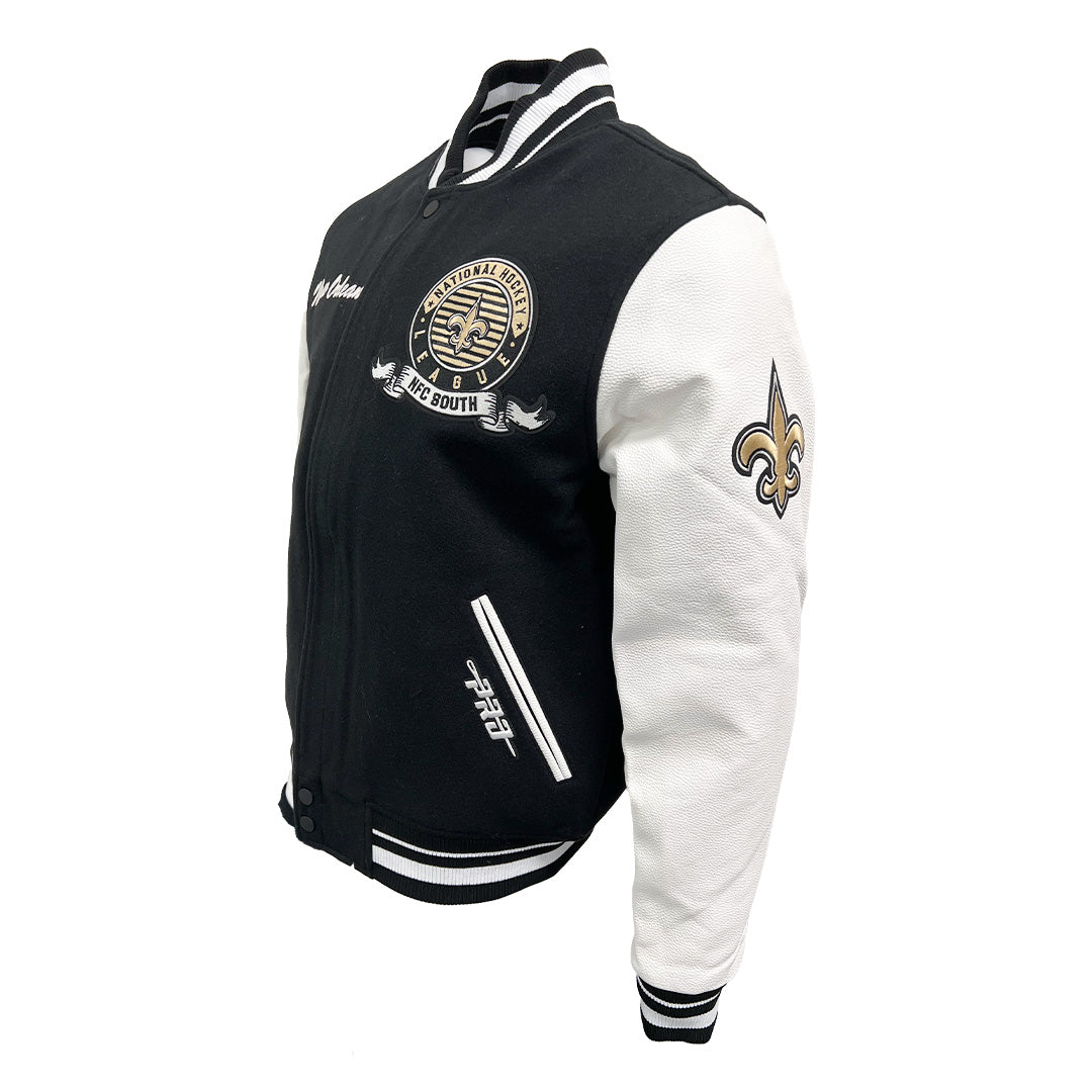 Pro Standard NFL Team Badge Wool Varsity Jacket New Orleans Saints Black/White
